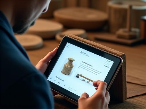 職人がタブレットを使ってデザインを確認している様子